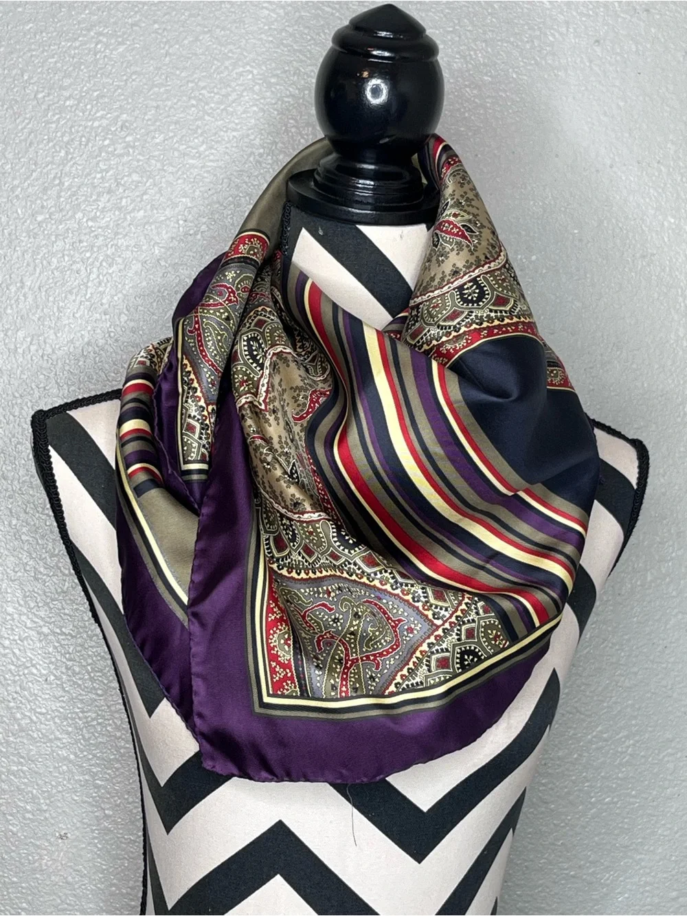 Vintage Talbots 100% Silk Paisley Boho Equestrian Old Money Square Scarf